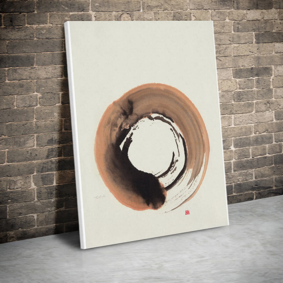 Zen Ensō Circle Canvas Wall Art | Japanese Brushstroke Ink Painting | Premium Gallery Wrapped Print | Modern Minimalist Home Decor Gift