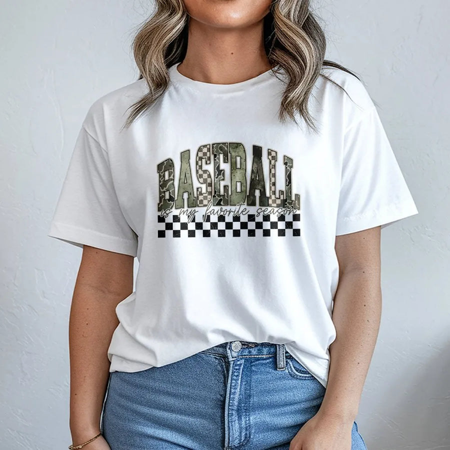Baseball Mama T-Shirt | 'My Favorite Season' Camo Graphic Sweatshirt | Soft Cotton-Blend | Game Day Gift for Sports Mom