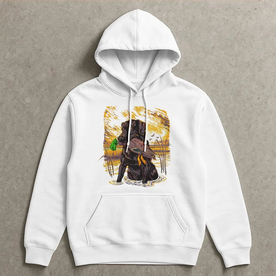 Duck Hunting Dog Hoodie | Labrador Retriever with Duck Graphic | Premium Cotton Tee | Gift for Hunter & Outdoorsman