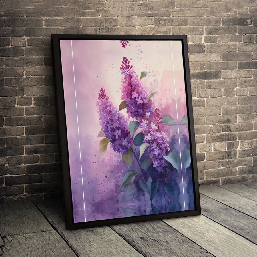 Purple Lilac Floral Wall Art | Watercolor Flower Botanical Print | Gallery Quality 1.25-Inch Canvas | Modern Home & Office Decor Gift