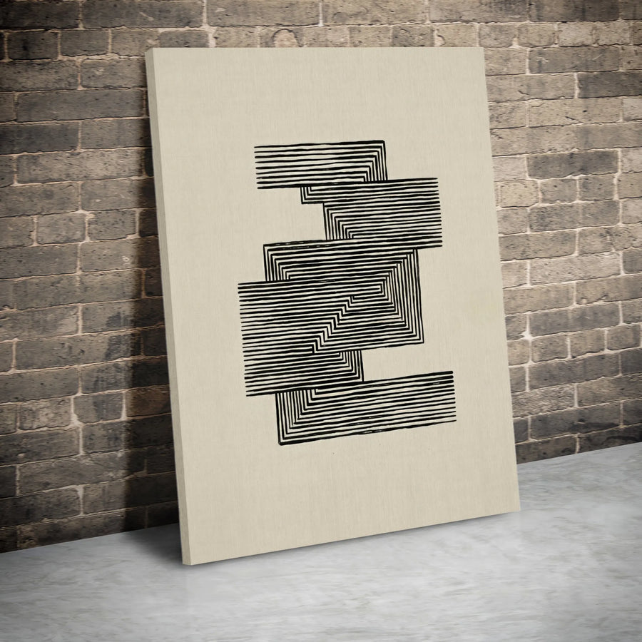 Abstract Geometric Canvas Art | Modern Optical Illusion Line Drawing | Premium Gallery Wrapped Canvas | Living Room & Office Decor Gift