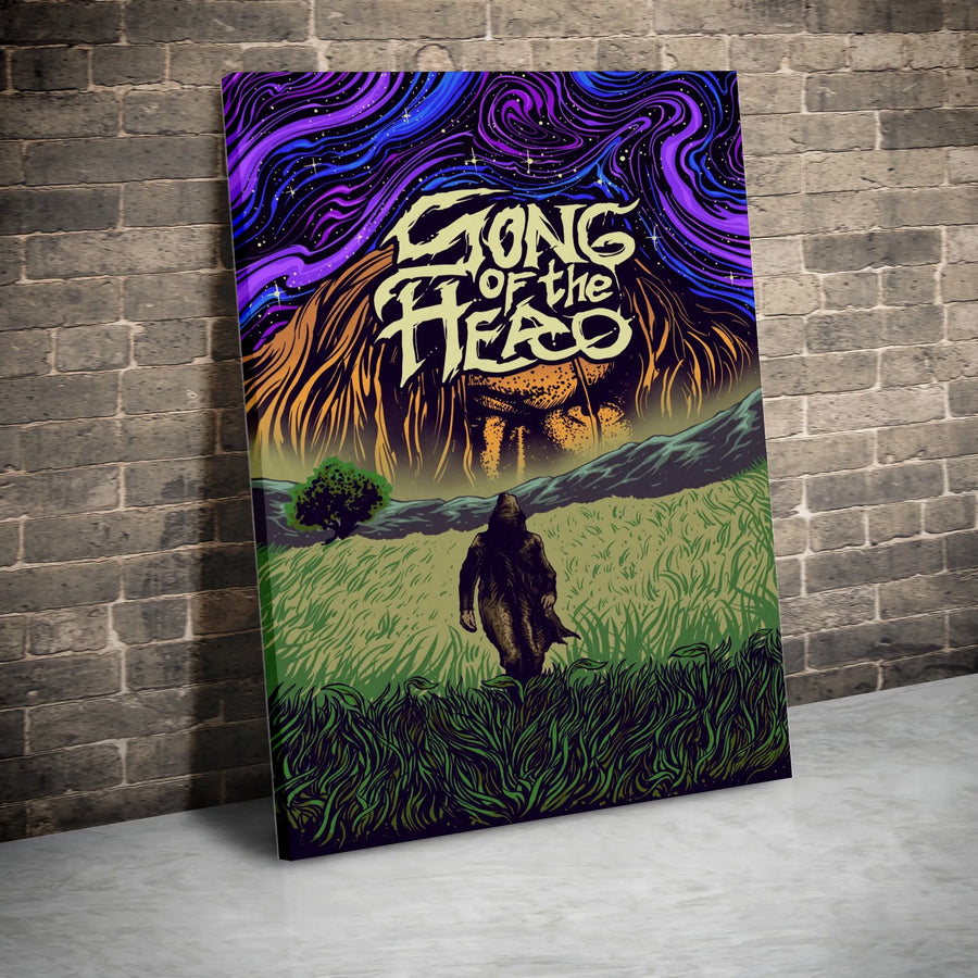Psychedelic Surrealism Canvas Wall Art | Giant Floating Head Fantasy Illustration | Premium Gallery Wrap Print | Unique Home Decor Gift