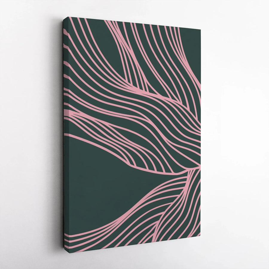 Abstract Botanical Line Art Canvas Print | Modern Minimalist Wavy Leaf Design | Premium Thick Gallery Wrap Canvas | Large Wall Art for Living Room Decor