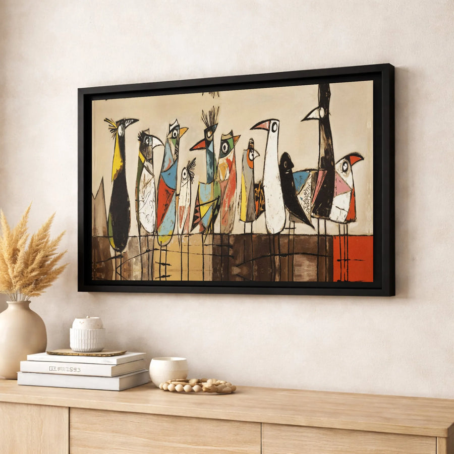 Abstract Bird Wall Art | Mid-Century Modern Stylized Bird Canvas | Premium Gallery Wrapped Print | Unique Home Decor Gift for Bird Lovers