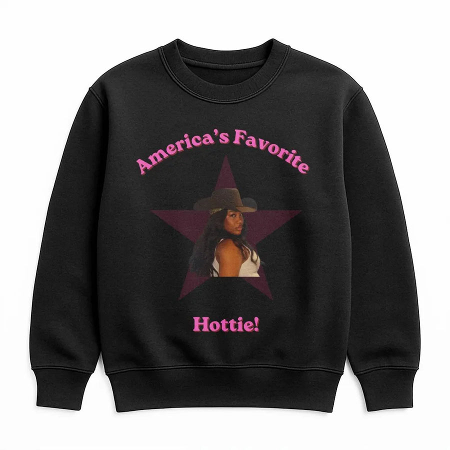 America's Favorite Hottie Sweatshirt | Western Cowgirl Star Graphic | Soft Cotton Blend | Trendy Oversized Gift for Her