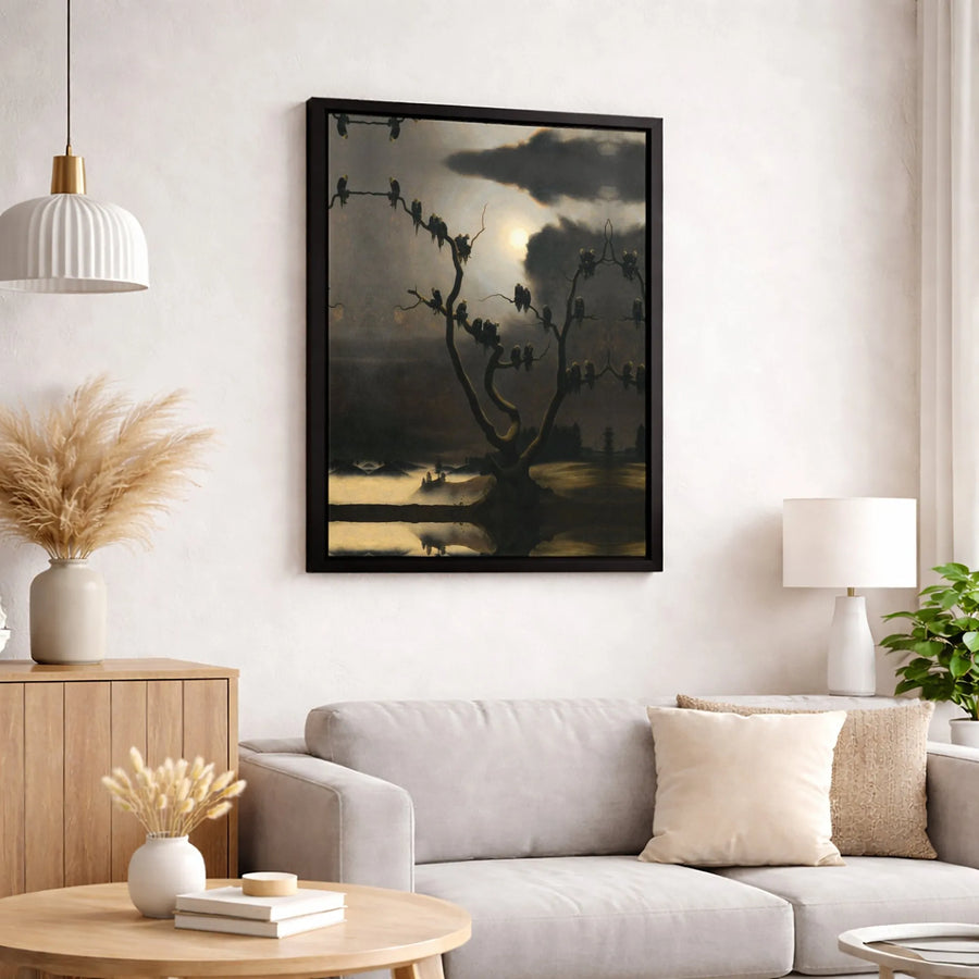 Gothic Vulture Wall Art | Dark Surrealist Landscape Canvas Print | Premium Gallery-Wrapped Decor | Moody Home Office Gift
