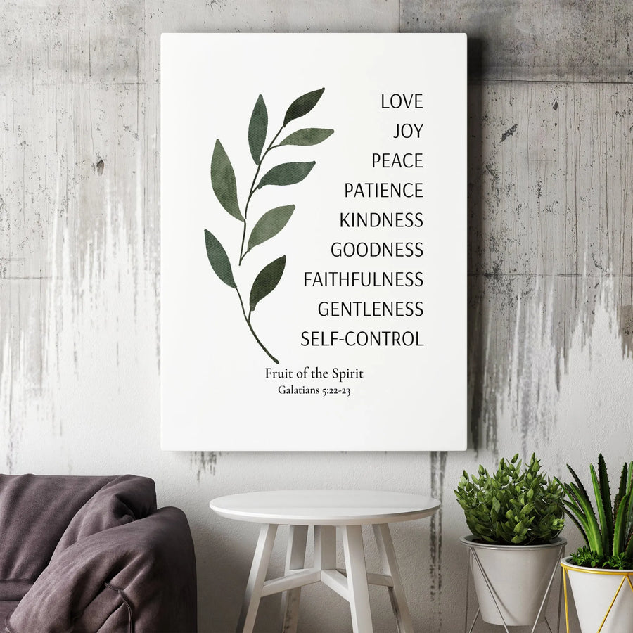 Fruit of the Spirit Wall Art | Galatians 5:22-23 Scripture Canvas Print | Minimalist Botanical Design | Premium Christian Home Decor Gift
