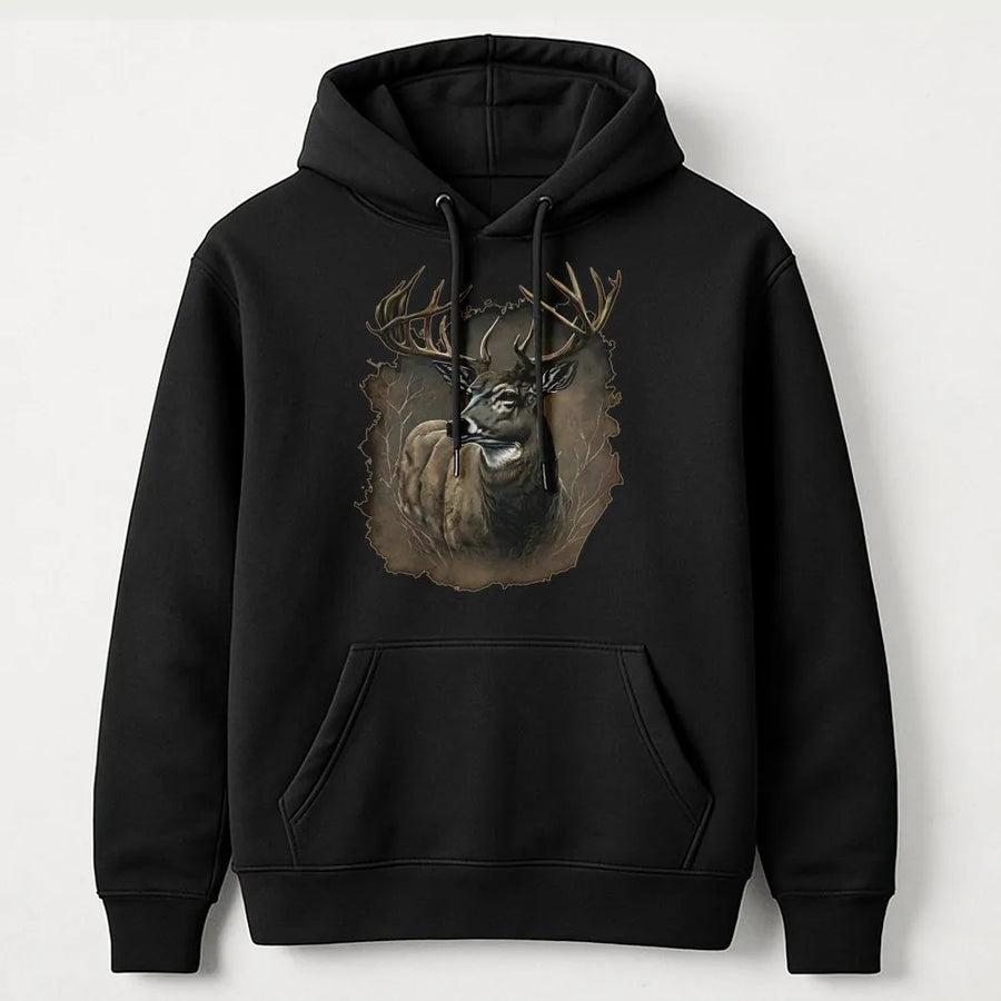 Whitetail Deer Hoodie | Majestic Buck Wildlife Graphic | Premium Cotton Blend | Gift For Hunters And Nature Enthusiasts