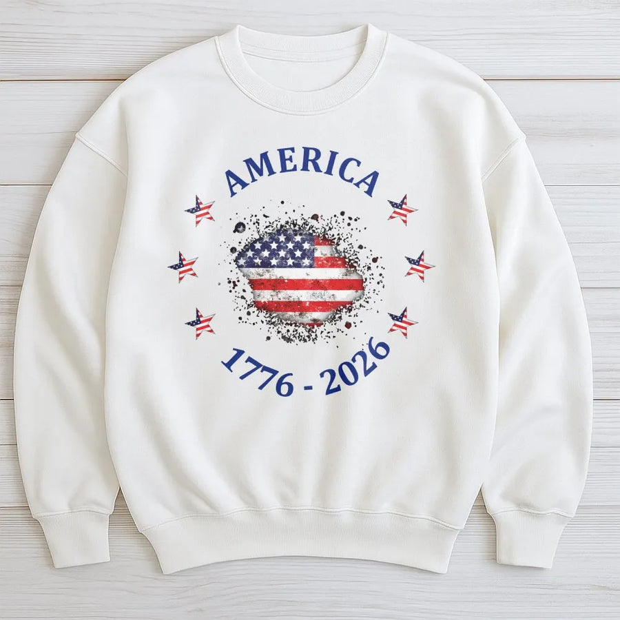 America 250th Anniversary Sweatshirt | Distressed USA Flag 1776-2026 Design | Premium Comfort Colors Cotton | Patriotic 4th of July Gift for Men & Women