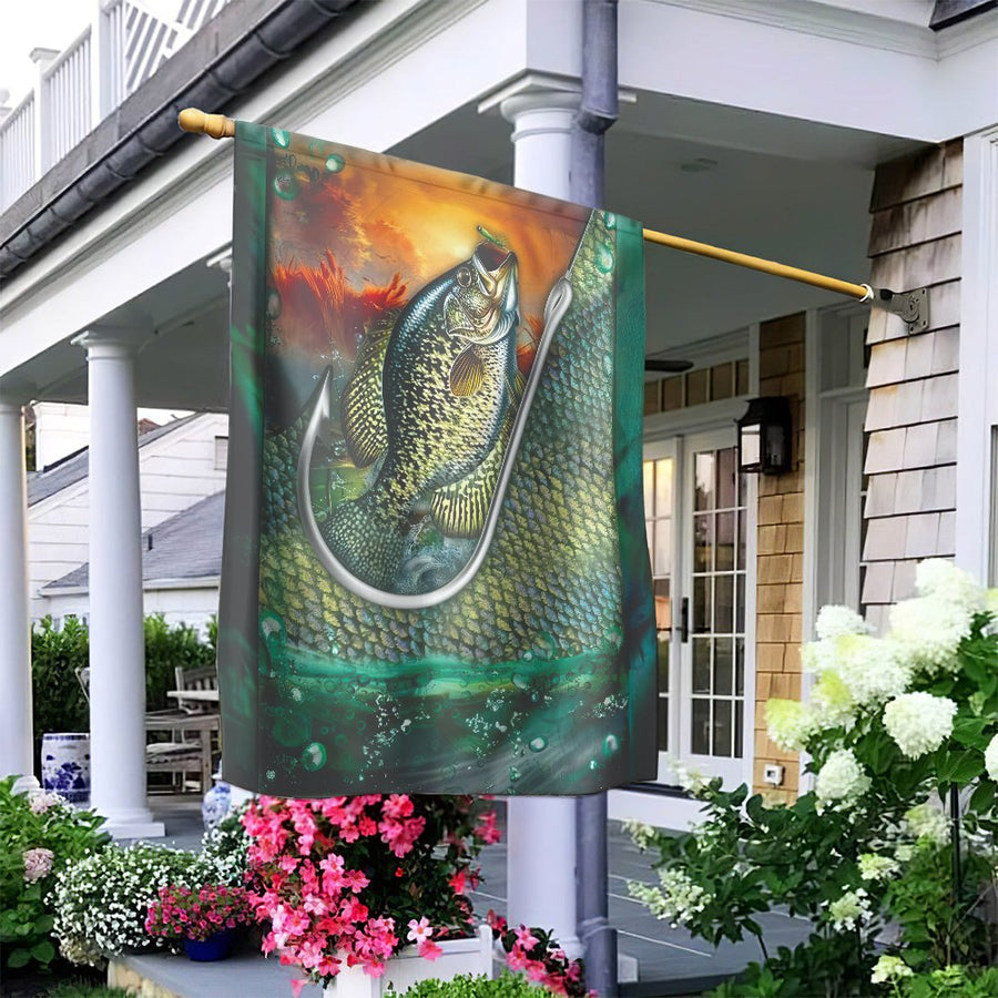 Crappie Fishing Garden Flag | Detailed Bass Catch Artistic Print | Weather-Resistant Polyester | Outdoor Decor Gift for Fishermen