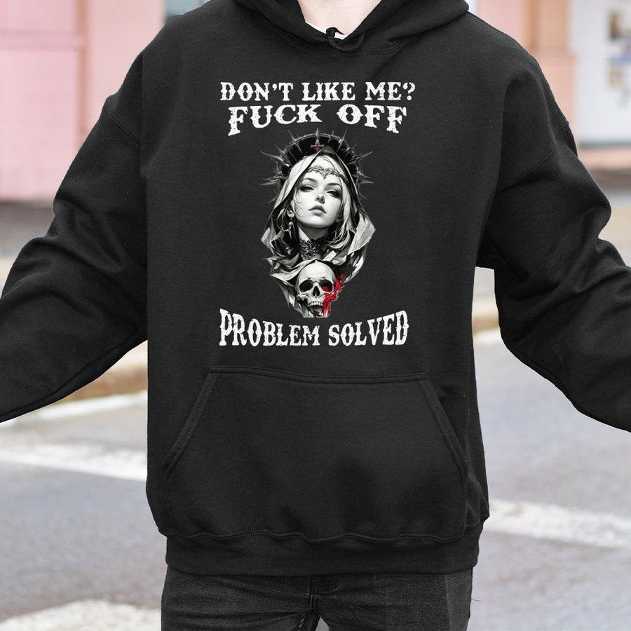 Sarcastic Quote Hoodie | Dark Aesthetic Valkyrie Skull Graphic | Premium Cotton Blend Unisex Sweatshirt | Bold Edgy Streetwear Gift For Her/Him