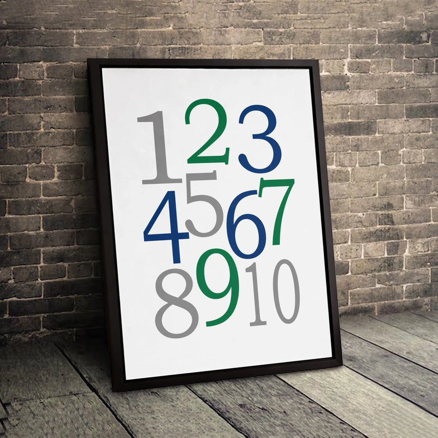 Numbers Wall Art Canvas | Educational Nursery Decor | Premium Gallery Wrapped Print | Modern Minimalist Kids Room Wall Decor