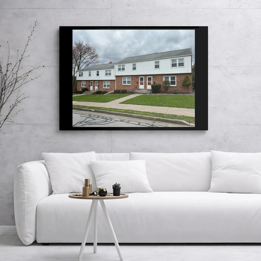 Suburban Townhouse Canvas Wall Art | Architectural Exterior Photography | Premium Gallery Wrap Print | Modern Home Decor Gift