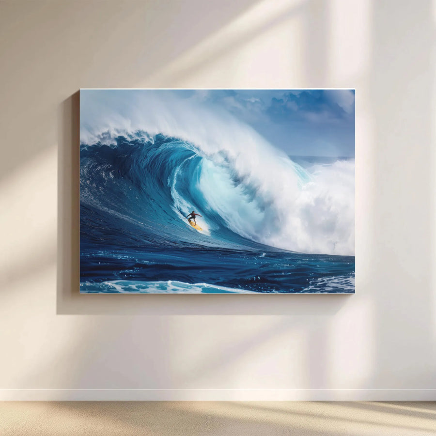 Surfing Wave Canvas Wall Art | Giant Ocean Break Photography | 1.25" Premium Gallery Wrapped Print | Coastal Home Office Decor Gift