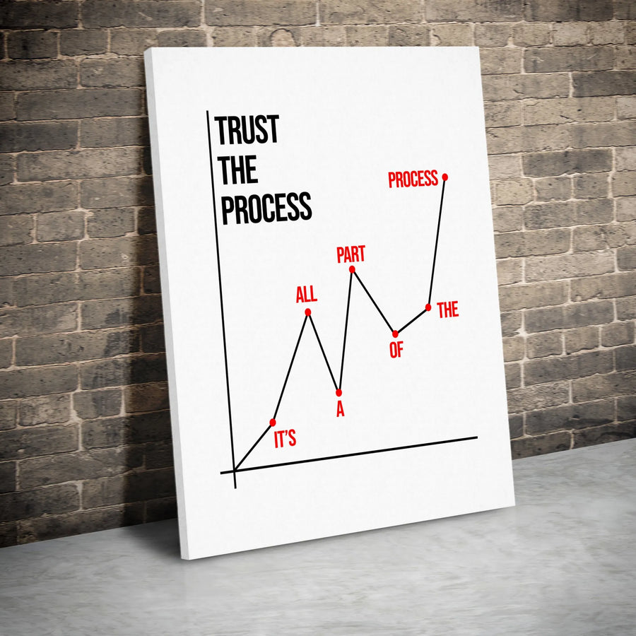 Trust The Process Canvas Wall Art | Motivational Line Graph Poster | Premium Gallery-Wrapped Print | Minimalist Office Decor Gift