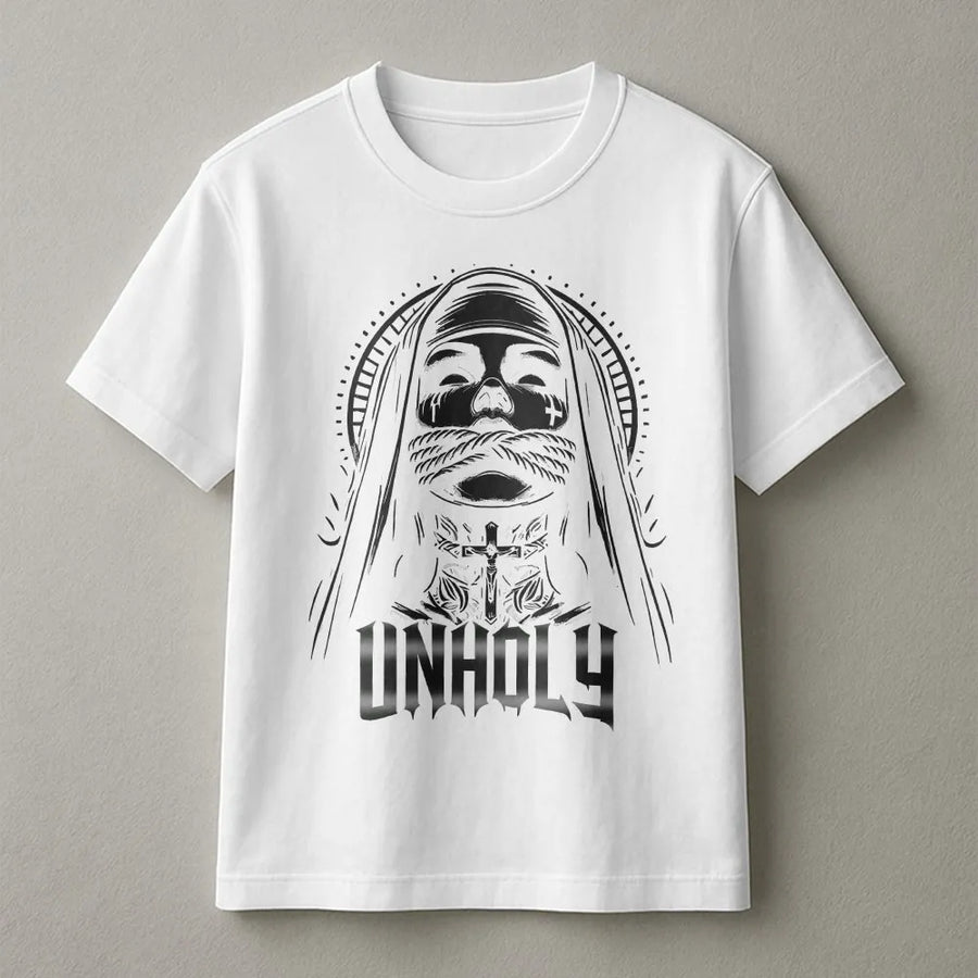 Unholy Nun T-Shirt | Gothic Occult Graphic Print | Soft Cotton Tee | Premium Gift for Metal & Goth Fans