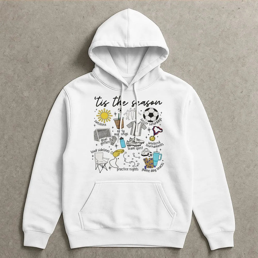Soccer Mom Hoodie | 'Tis The Soccer Season Graphic | Cozy Cotton Blend | Game Day Gift for Sports Mama