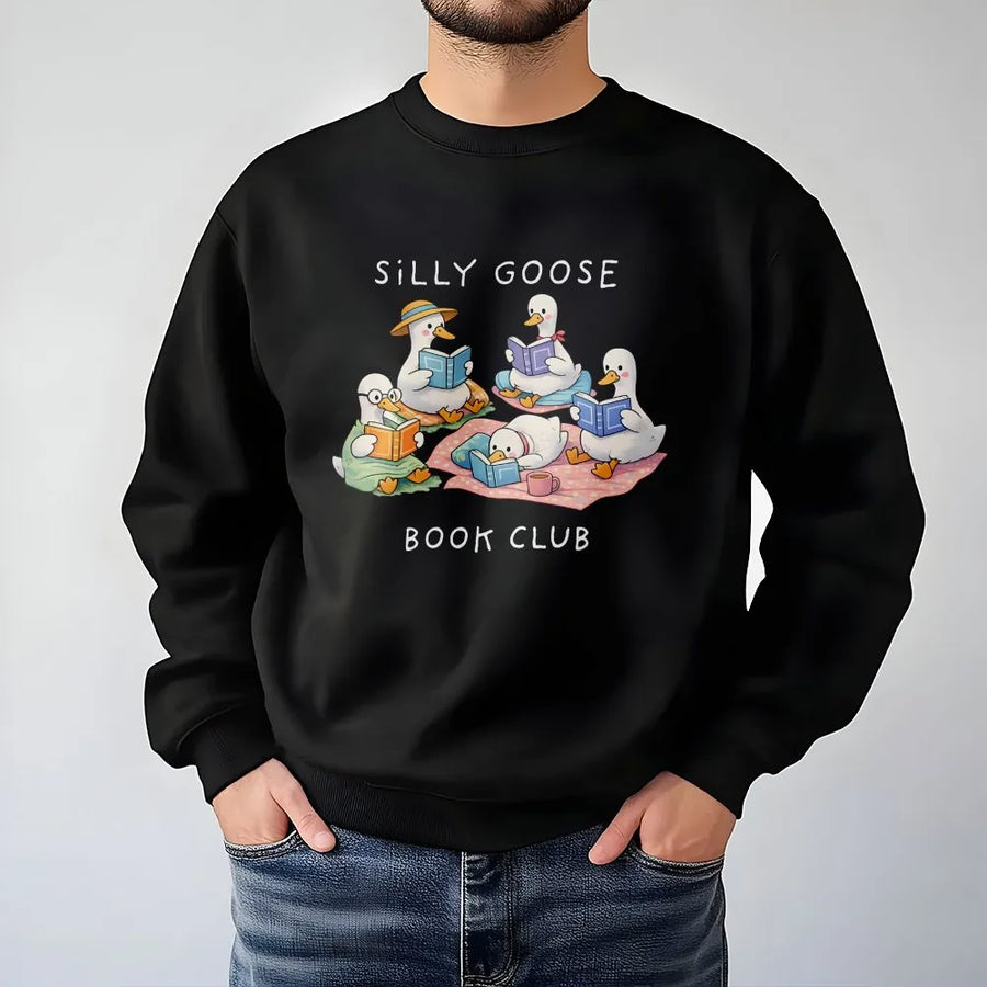 Silly Goose Book Club Sweatshirt | Cute Reading Ducks Graphic | Premium Cotton Blend | Funny Book Lover Gift for Readers
