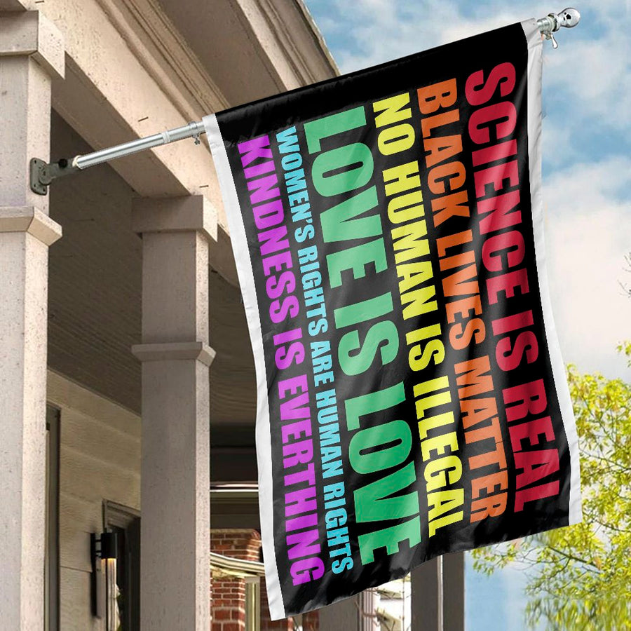 Inclusivity House Flag | Science Is Real Social Justice Banner | Durable Weather-Resistant Polyester | Outdoor Yard Decor for Equality Advocates