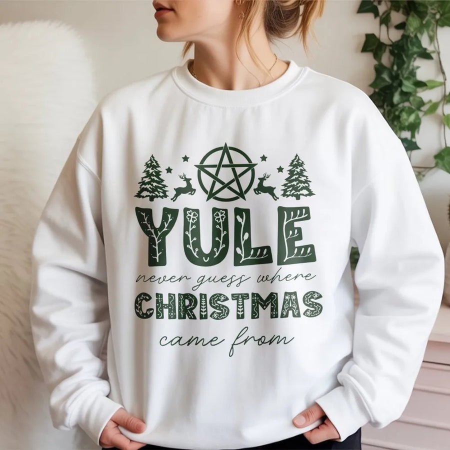 Yule Winter Solstice Sweatshirt | Pagan Christmas History Design | Premium Cotton Blend | Unisex Holiday Gift for Witches and Pagans