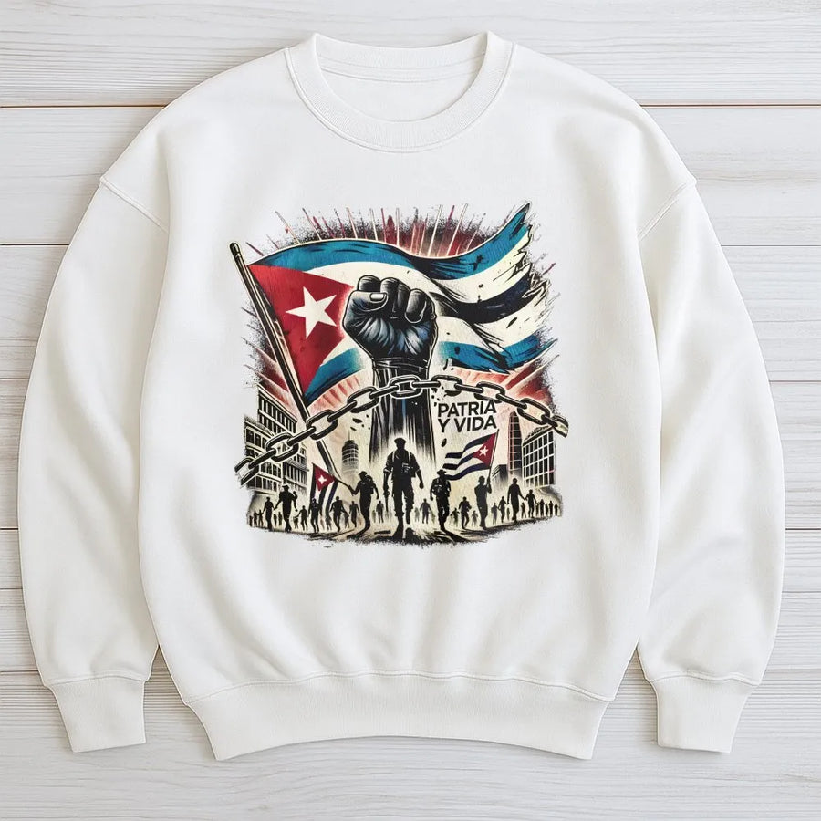 Patria y Vida Sweatshirt | Cuba Libre Freedom Graphic | Premium Cotton Blend | Patriotic Cuban Protest Gift