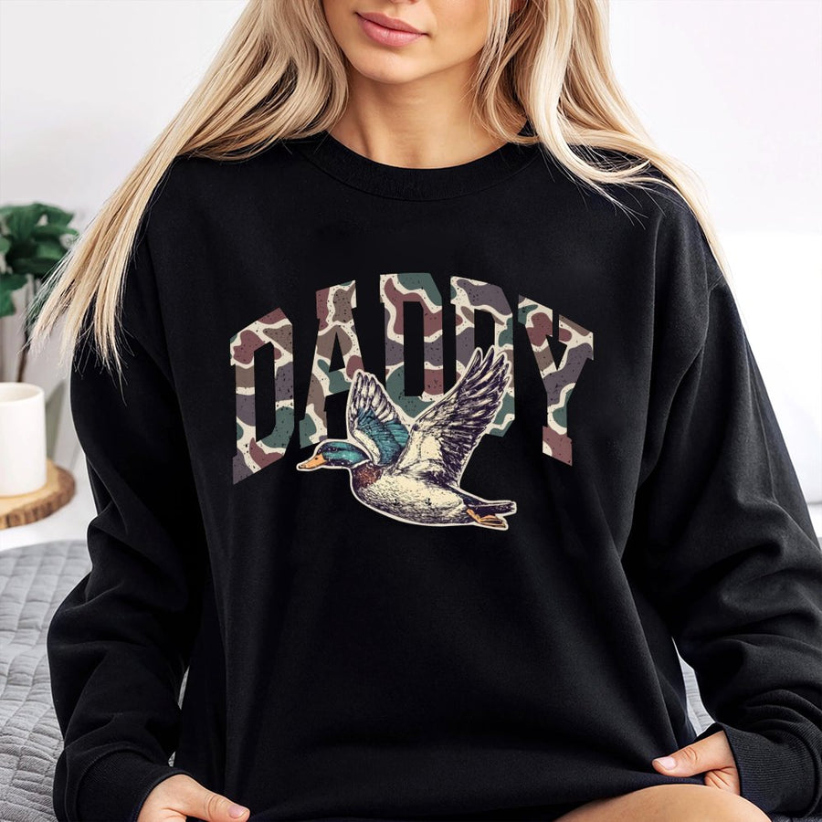 Duck Hunting Daddy Sweatshirt | Mallard Camo Print Design | Premium Cotton Blend | Gift for Hunter Dad and Outdoorsman