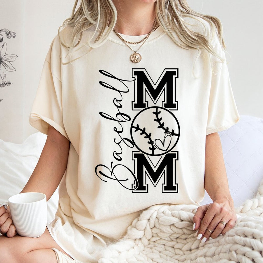 Baseball Mom T-Shirt | Heart Stitch Softball Graphic Design | 100% Soft Cotton Premium Tee | Cute Sports Mom Gift for Game Day