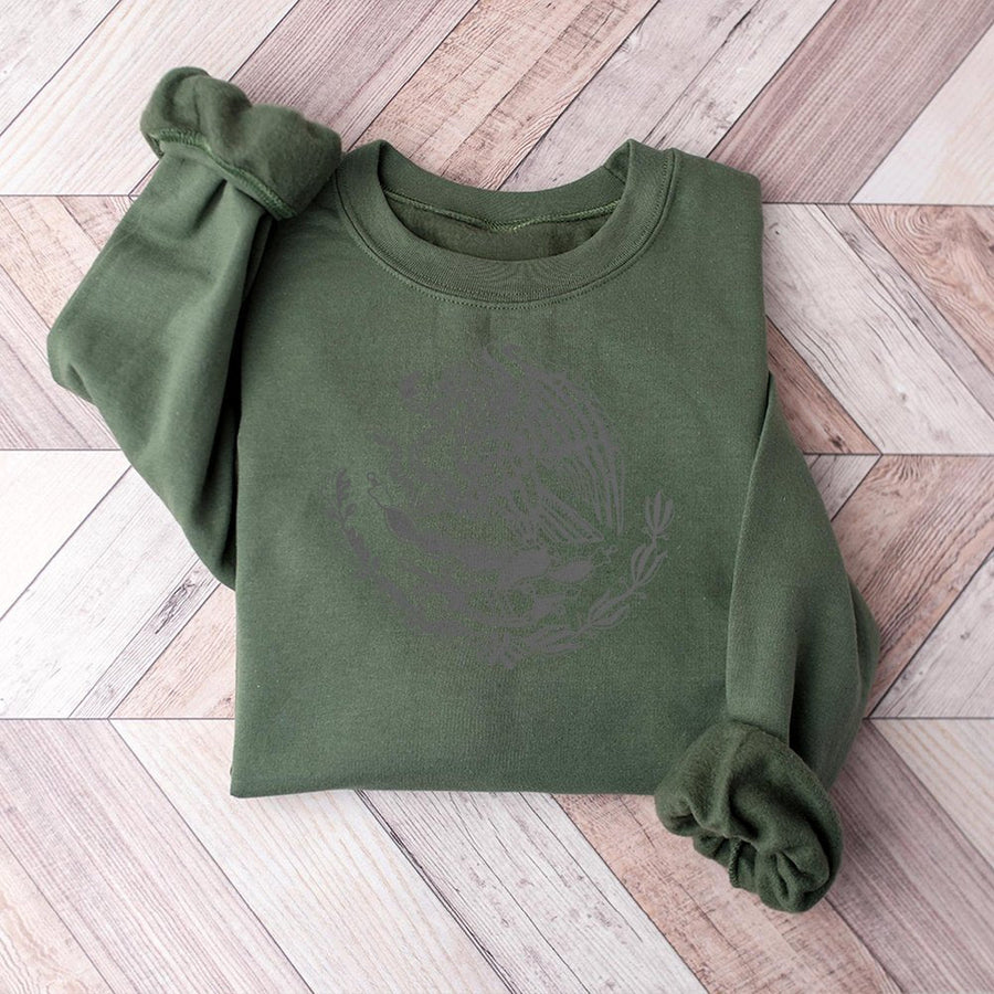 Mexico Eagle Sweatshirt | Mexican Coat of Arms Graphic | Cotton Blend Premium Crewneck | Cultural Heritage Gift for Men and Women
