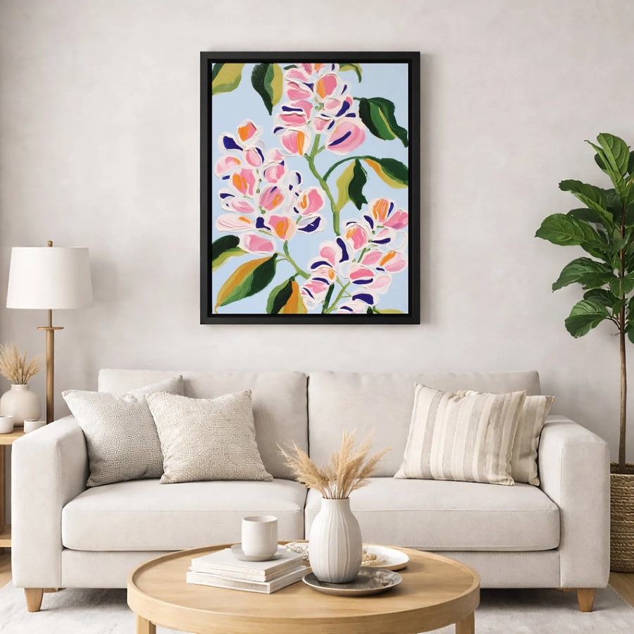 Pink Floral Canvas Wall Art | Impressionist Abstract Flower Painting | Gallery-Quality 1.25-Inch Thick Print | Elegant Botanical Home Decor