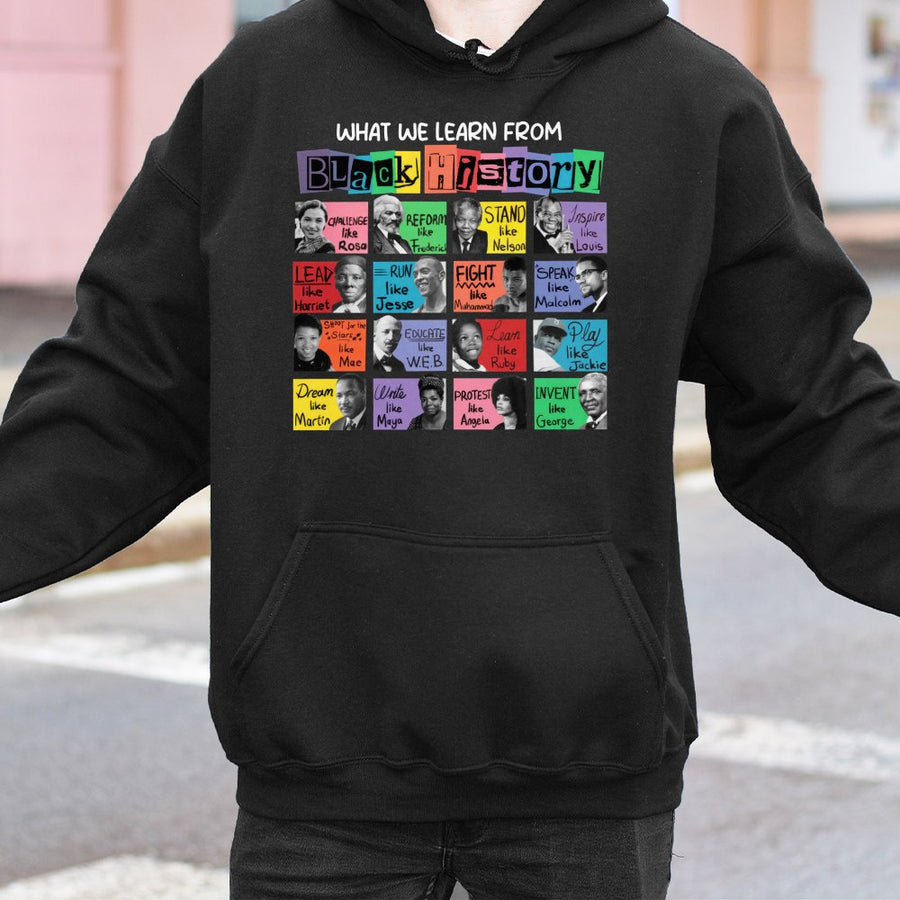 Black History Month Hoodie | Iconic Leaders Graphic Print | Premium Cotton-Poly Blend | Educational Awareness Gift for Teachers Students