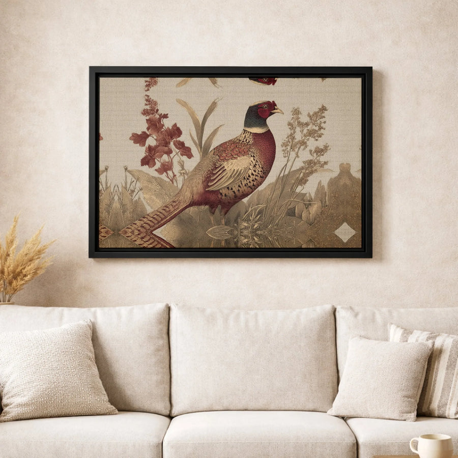 Vintage Pheasant Canvas Print | Antique Botanical Bird Wall Art | Premium Gallery Wrapped Decor | Nature Lover Gift for Living Room