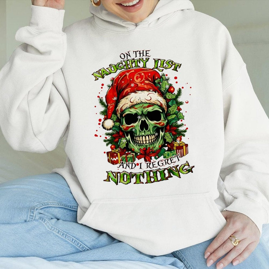 Naughty List Skull Christmas Hoodie | Funny Grumpy Santa Graphic Sweatshirt | Premium Cotton-Polyester Blend | Sarcastic Holiday Gift For Adults