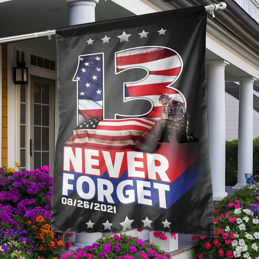 13 Fallen Heroes Garden Flag | Never Forget 08-26-2021 Tribute | Premium Fade-Resistant Polyester | Memorial Yard Decor for Military Families