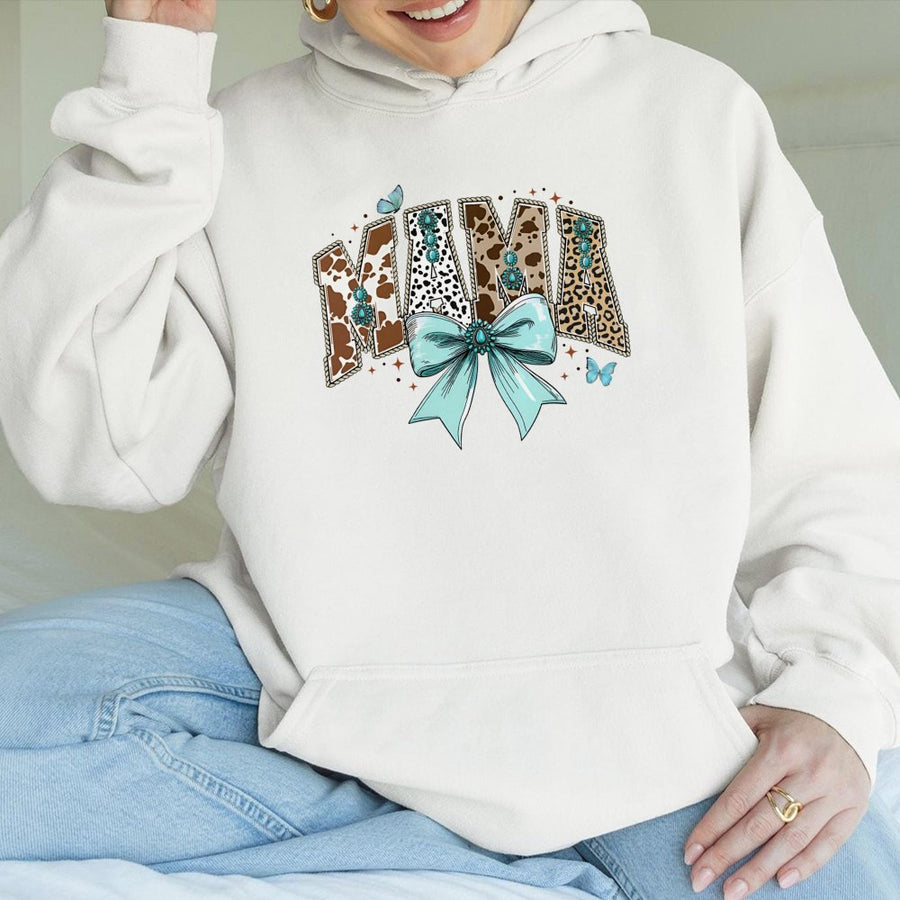 Mama Hoodie | Cow Print Western Boho Design | Cotton-Poly Blend Premium Quality | Trendy Mom Gift For Mother's Day 2026