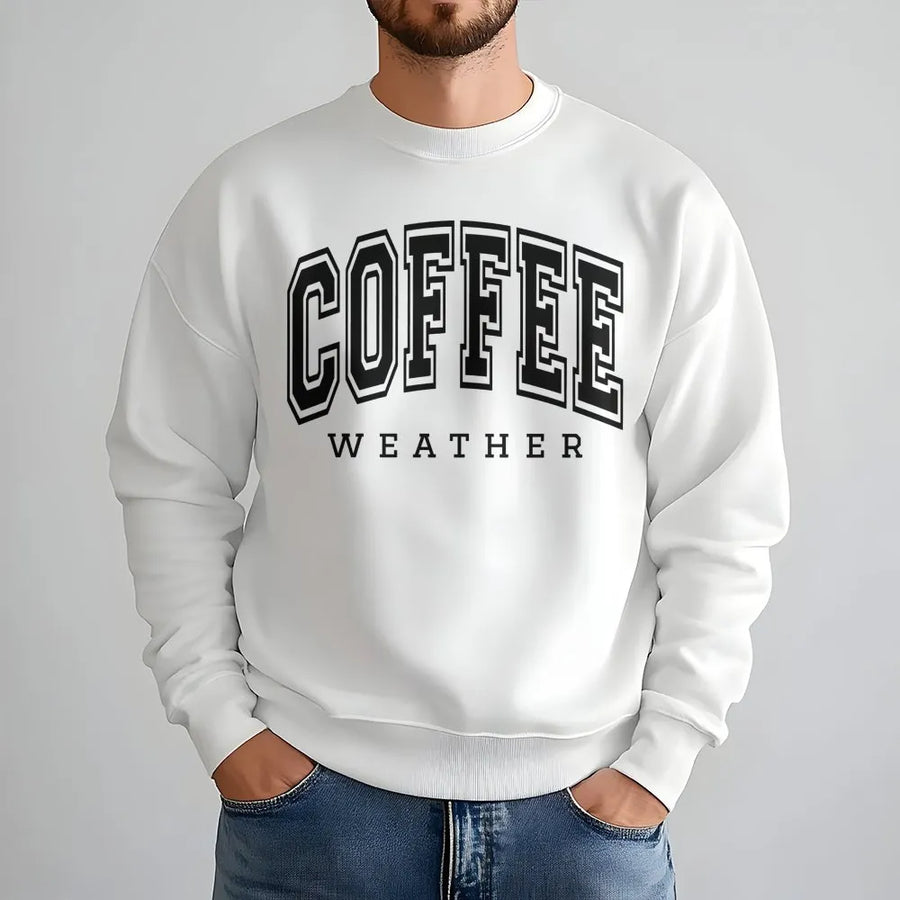 Coffee Weather Sweatshirt | Retro Varsity Aesthetic | Premium Cotton Blend | Cozy Fall Gift for Coffee Lovers