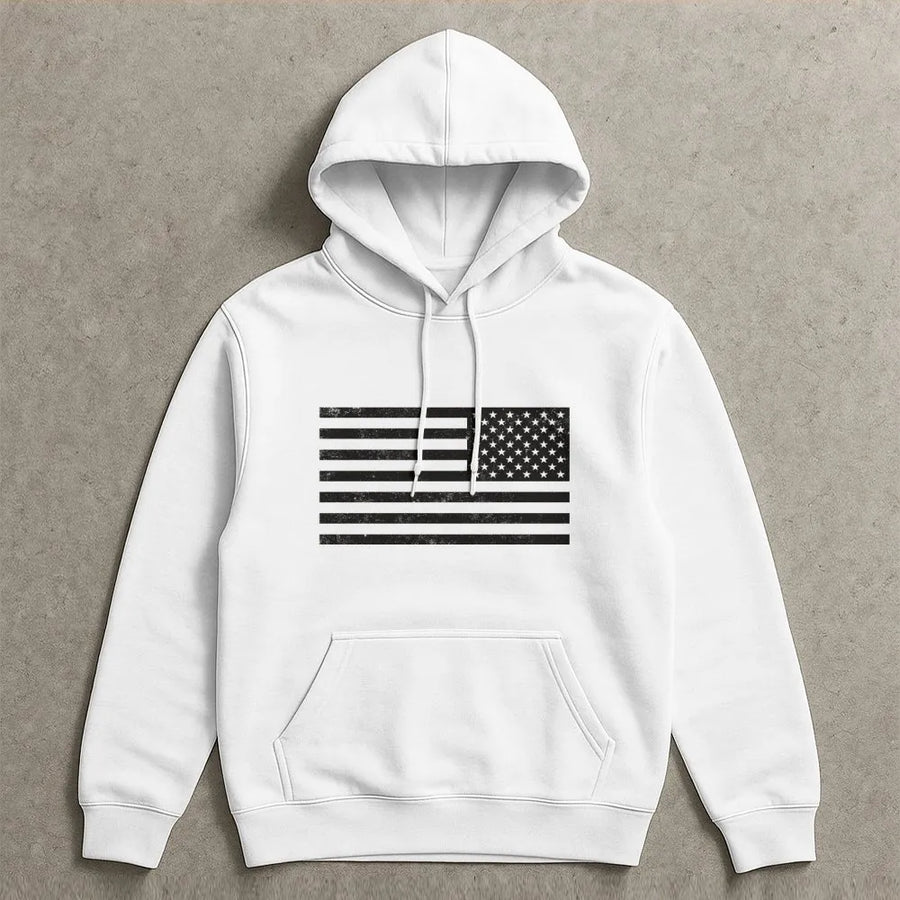 Distressed American Flag Hoodie | Vintage Gold USA Flag Graphic | Premium 100% Cotton | Patriotic Father's Day Gift for Dad, Menswear
