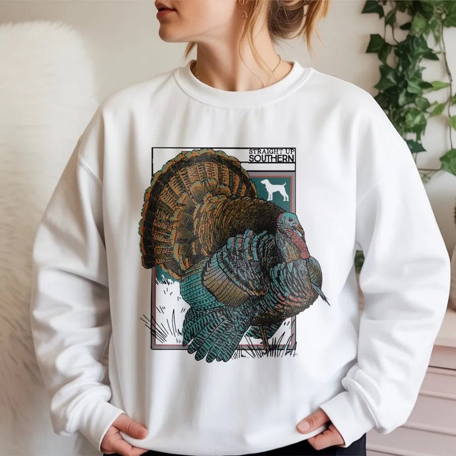 Wild Turkey Hunting Sweatshirt | Vintage Wildlife Illustration | Premium Cotton Blend | Gift for Hunter & Outdoorsman