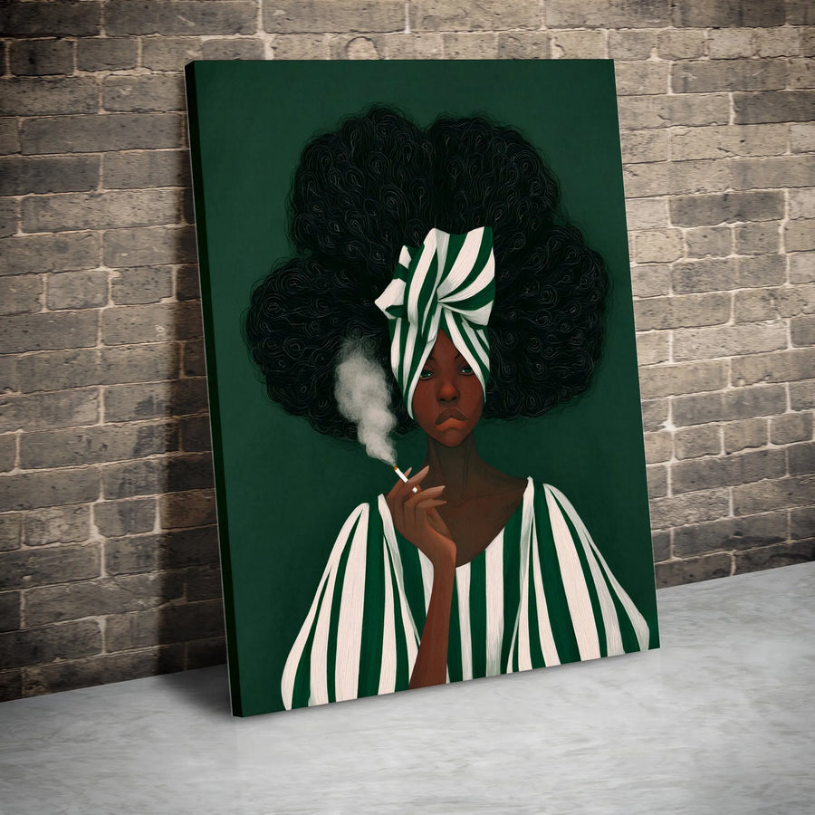 Black Woman Art Print | Afro Aesthetic Fashion Wall Decor | Gallery Quality Premium Canvas | Bold Statement Piece For Modern Home