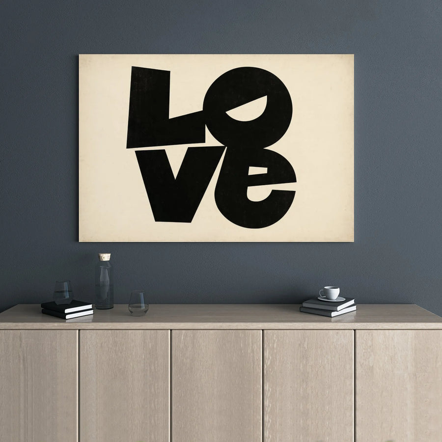 Love Stacked Typography Canvas Print | Modern Minimalist Word Art | 1.25-Inch Gallery Wrap | Contemporary Home Decor Gift