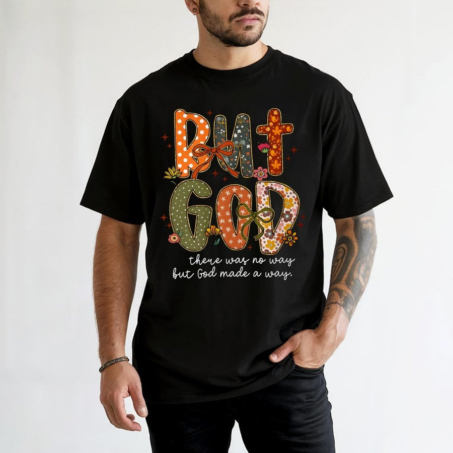 But God Christian T-Shirt | Floral Coquette Bow Graphic Tee | Premium 100% Cotton | Religious Faith-Based Gift for Women