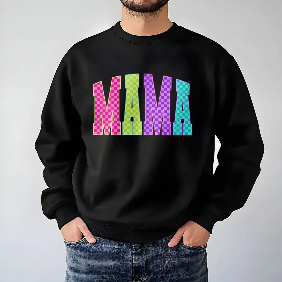 Neon Mama Shirt | Checkerboard Graphic Tee | Soft Cotton Retro Top | Mother's Day Gift for Mom