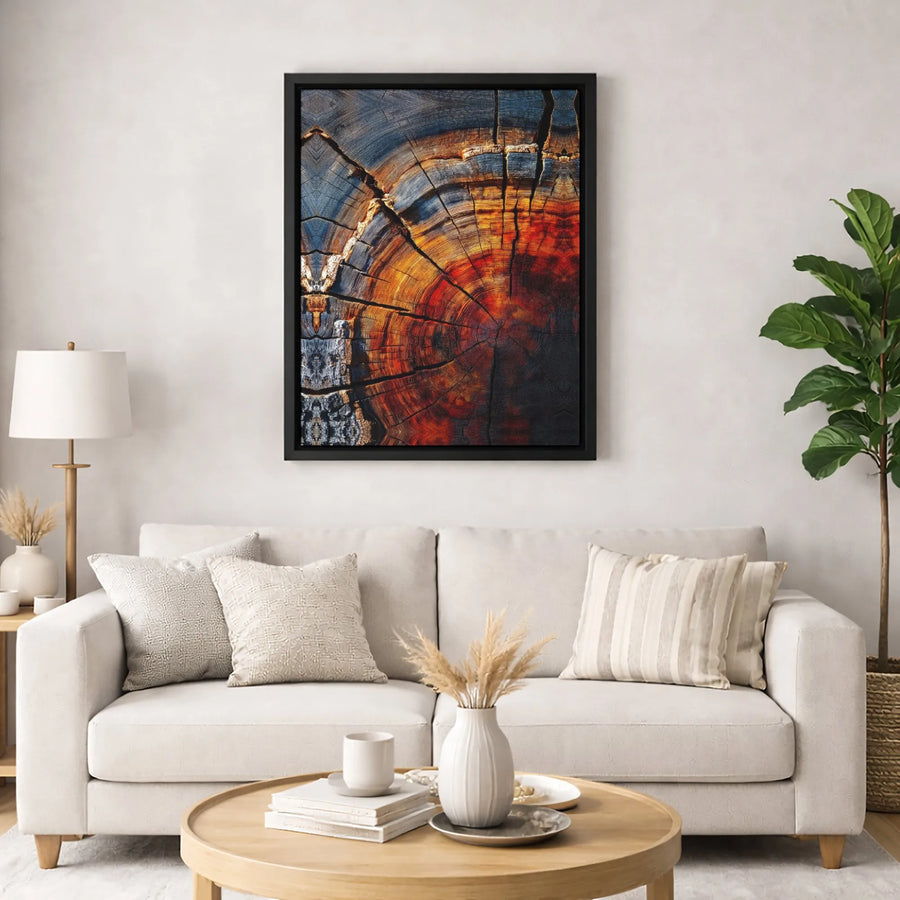 Abstract Tree Ring Canvas Print | Vibrant Wood Grain Wall Art | Premium Gallery-Wrapped 1.25" Profile | Modern Nature Home Decor