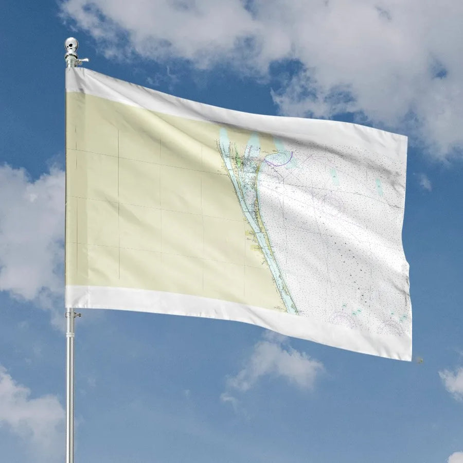 Canaveral to Palm Bay Nautical Chart Flag | Florida Coastal Map Print | Weather-Resistant Polyester | Outdoor Decor Gift for Boaters