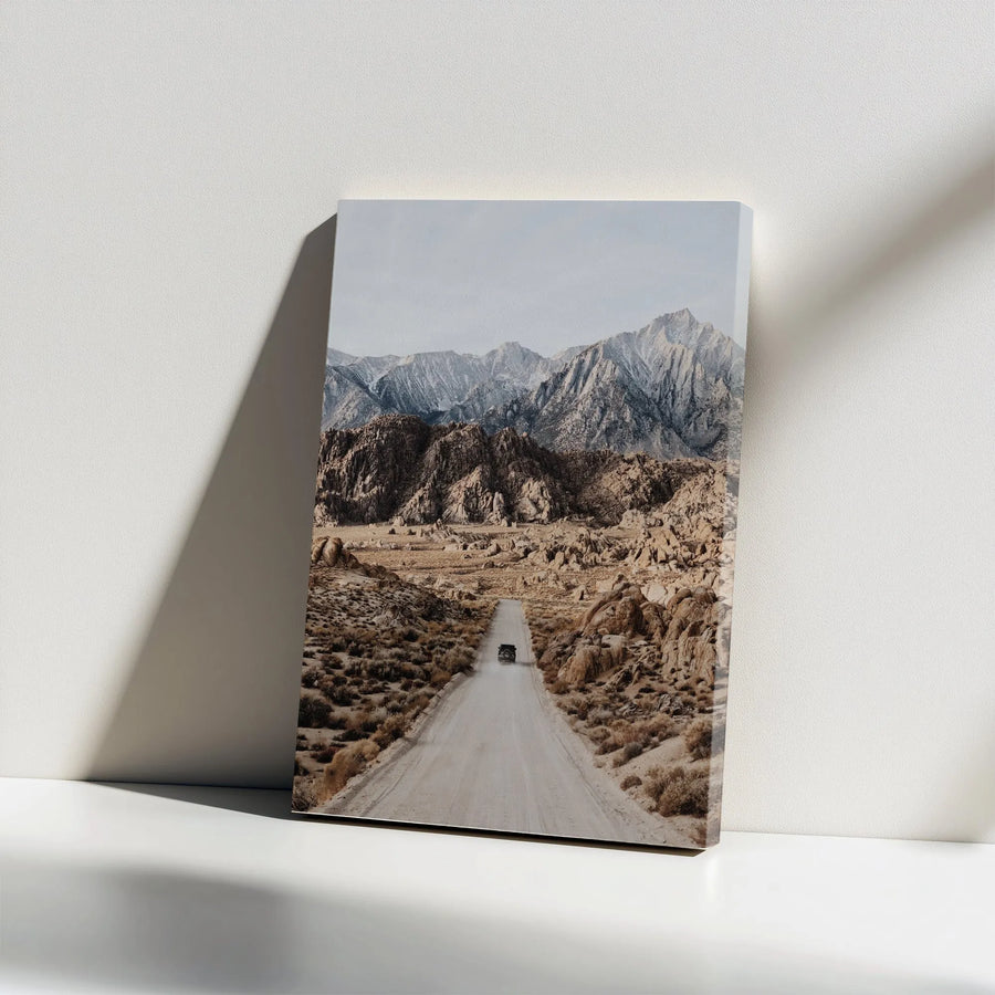 Mountain Road Adventure Canvas Wall Art | Vintage Off-Road Desert Photography | Premium Thick Gallery Wrap | Boho Wanderlust Decor Gift for Traveler