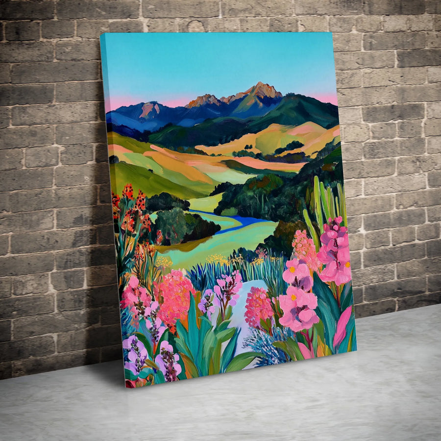 Mountain Landscape Canvas Print | Vibrant Wildflower Meadow Art | Gallery Quality 1.25-inch Profile | Nature Wall Decor Gift for Home