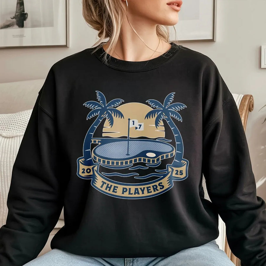 Golf Graphic Sweatshirt | Hole 17 Island Green Design | Premium Cotton Blend | Gift For Golfers And Sports Fans