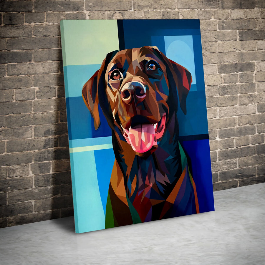 Chocolate Labrador Retriever Canvas Print | Geometric Pop Art Dog Wall Decor | Premium Fade-Resistant 1.25" Profile | Gift for Dog Lovers