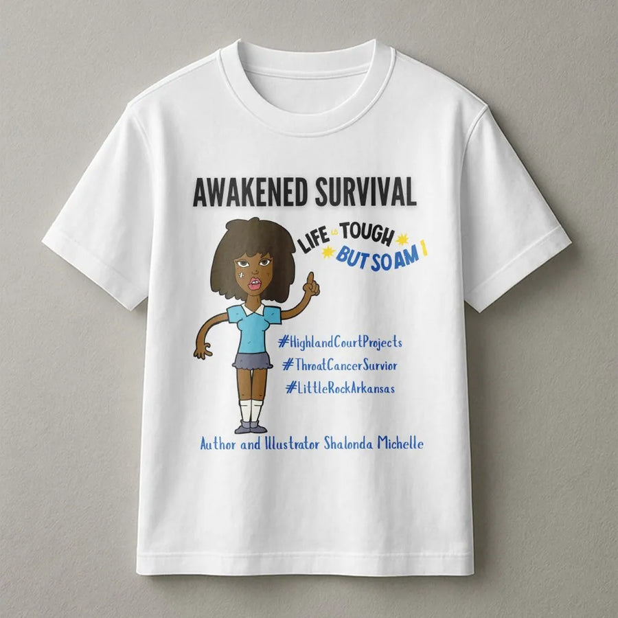 Throat Cancer Survivor T-Shirt | Life Tough But So Am I Quote | Premium Cotton Blend | Inspirational Gift for Her