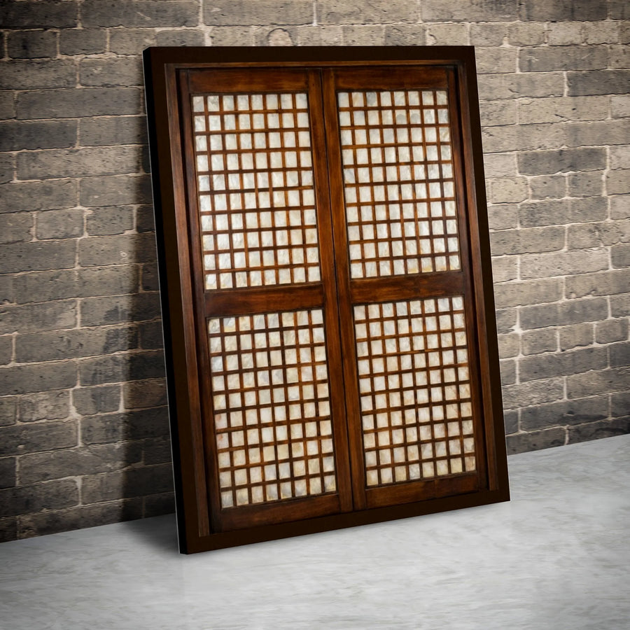 Filipino Capiz Window Wall Art | Rustic Philippine Window Print | Premium Stretched Canvas | Cultural Pinoy Home Decor Gift