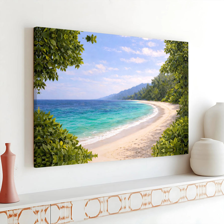 Tropical Beach Canvas Wall Art | Scenic Seascape Wall Decor | Premium 1.25" Thick Canvas | Coastal Home Decor Gift